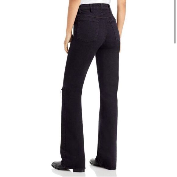 7 For All Mankind Tall Boot Black Straight Distressed Bootcut Jeans-  Size 32 - Picture 3 of 13